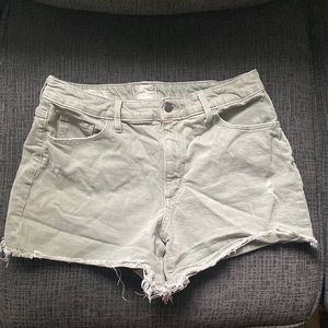 distressed vintage midi jean shorts